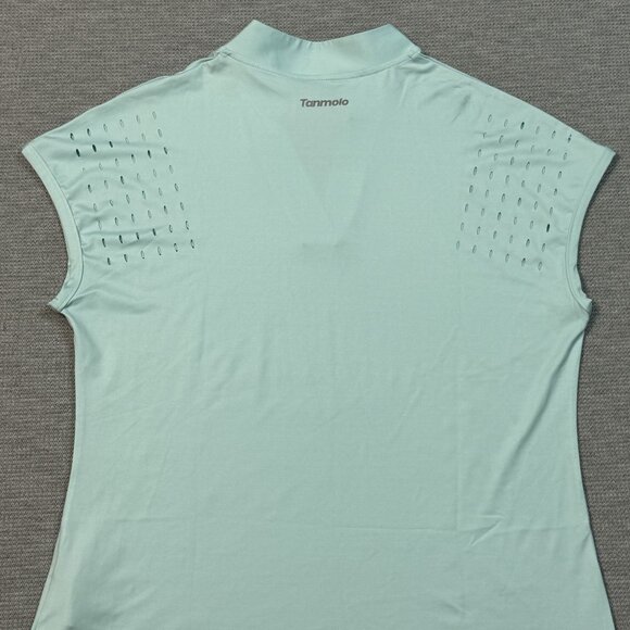 Tanmolo V-Neck Activewear Top Womens Sz S Mint Green Perforated Cap Sleeves NWT - Picture 10 of 16